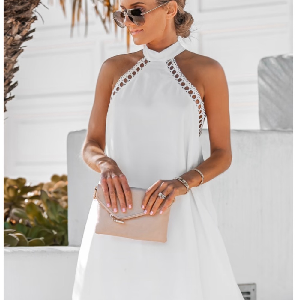Cupshe White Halter Sundress for Wedding